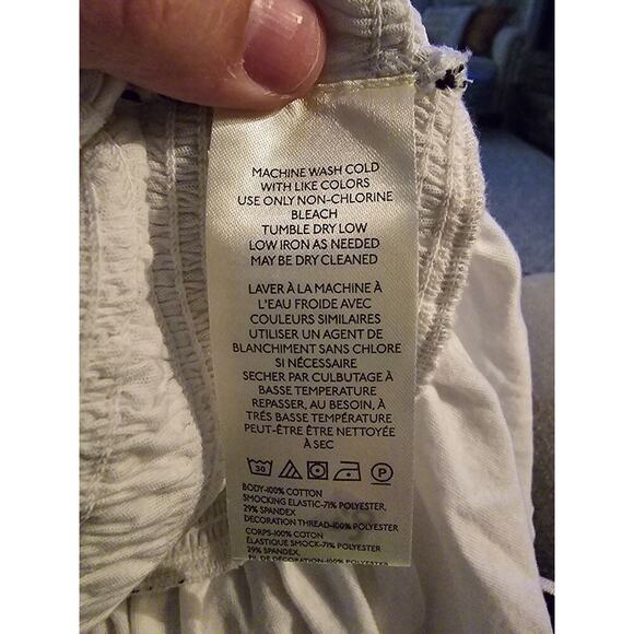 Maeve Smocked Split Tube Top White and Black Cropped Size XLarge Euro Summer - Picture 9 of 10